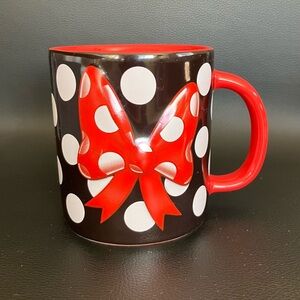 Disney Parks Minnie Mouse Mug Polka Dot and Raised Red Bow EUC